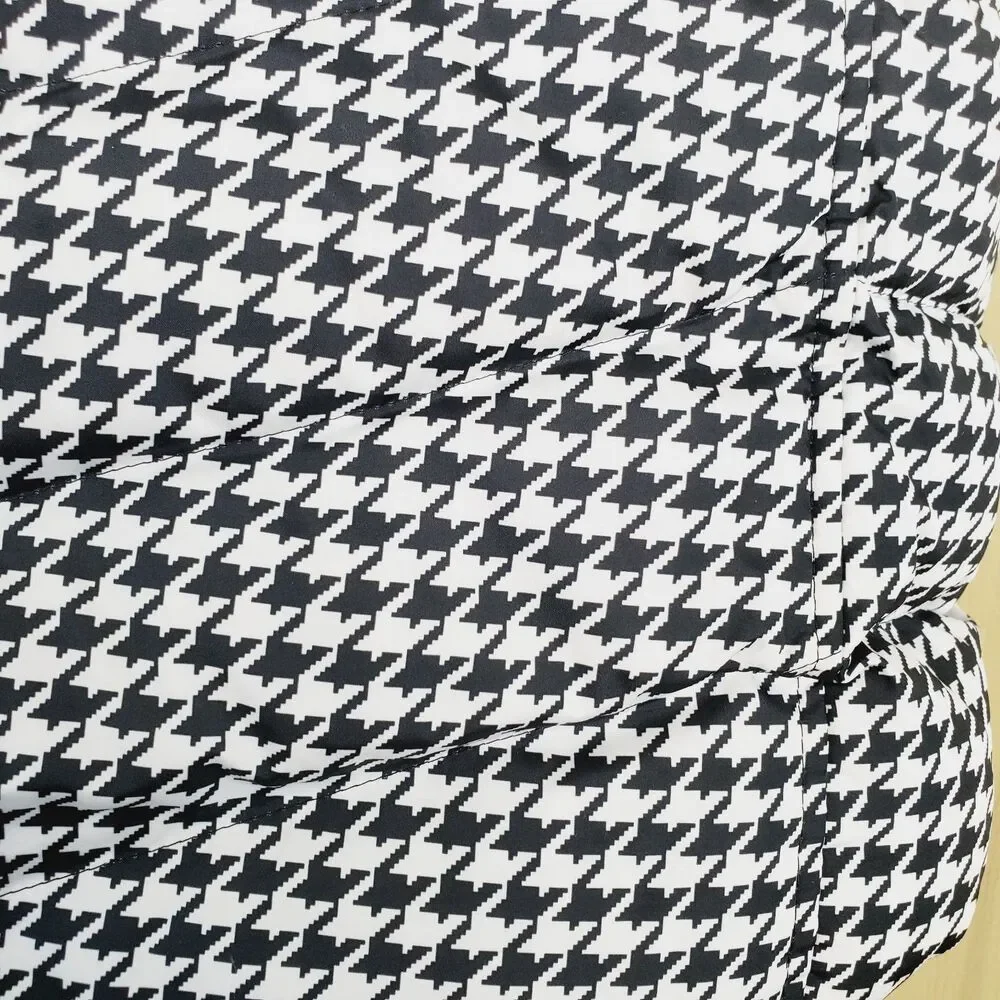 Girls Lands' End Women's Puffer Vest Houndstooth Size M/P 10-12